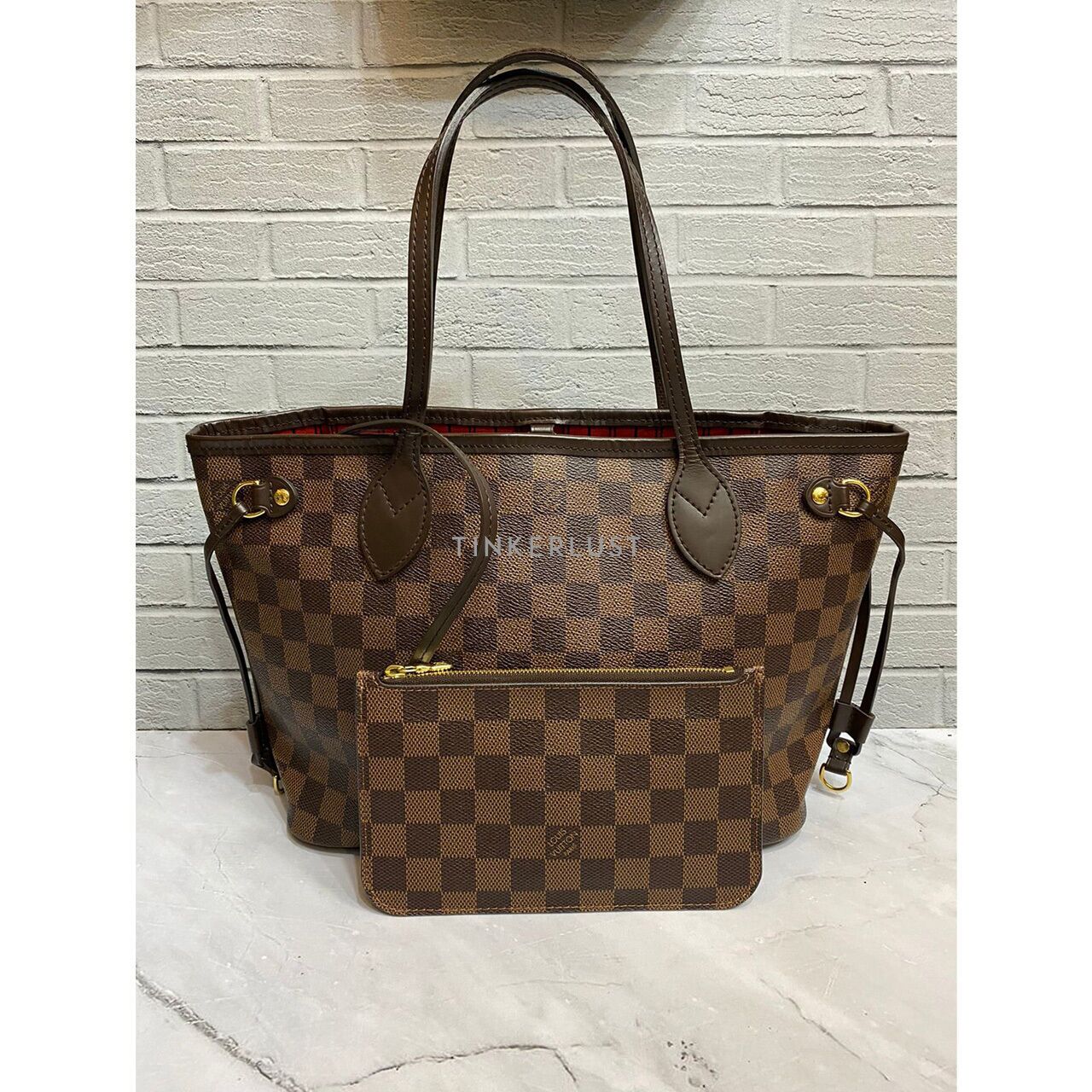 tas tote bag Louis Vuitton Neverfull PM Damier Ebene 2015 GHW Tote